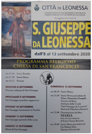 Locandina programma festa di san Giuseppe